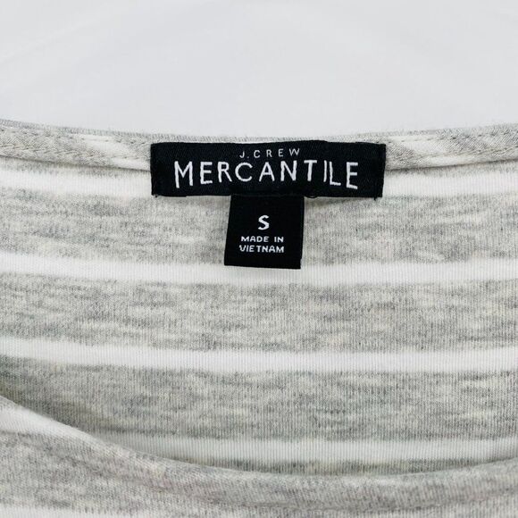 J. Crew Size Small Gray & White Striped 3/4 Bell Sleeve Knit Top - Picture 6 of 9